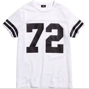 H&M White Mesh Jersey T-Shirt